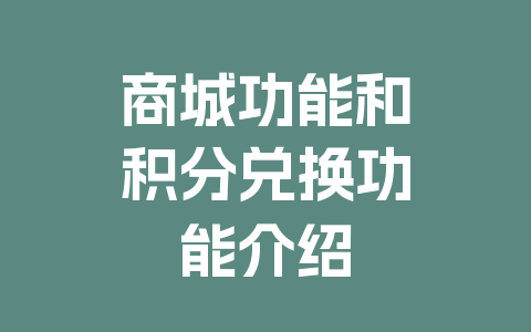 商家自己的线上商城功能