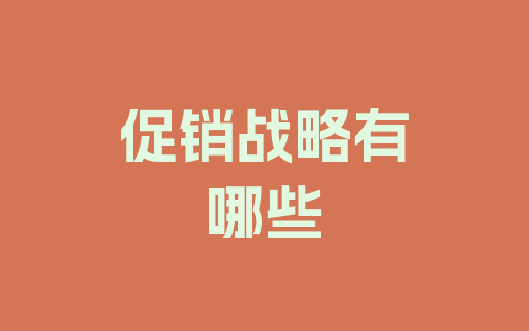 促销战略有哪些